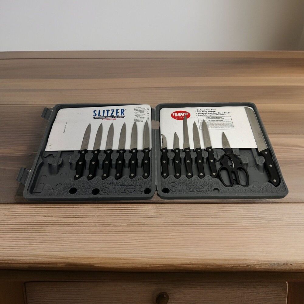 VINTAGE SLITZER 17 Piece Professional German Cutlery Knife Set - Missing 4 Items
